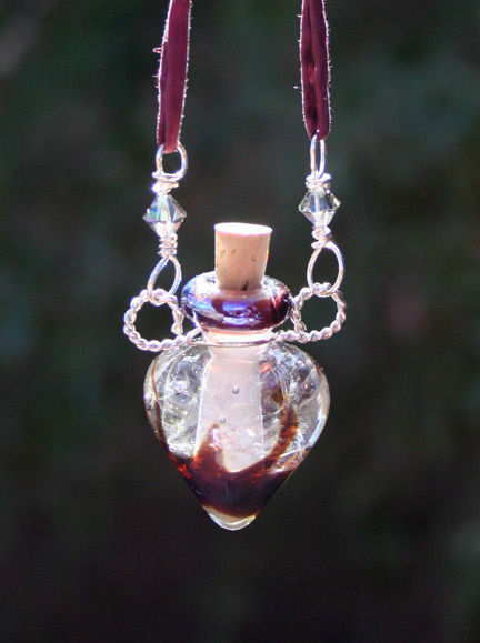 luminous lampwork glass aromatherapy bottle necklace