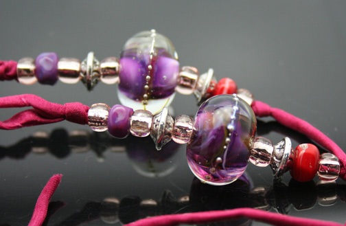 close-up of the glass beads