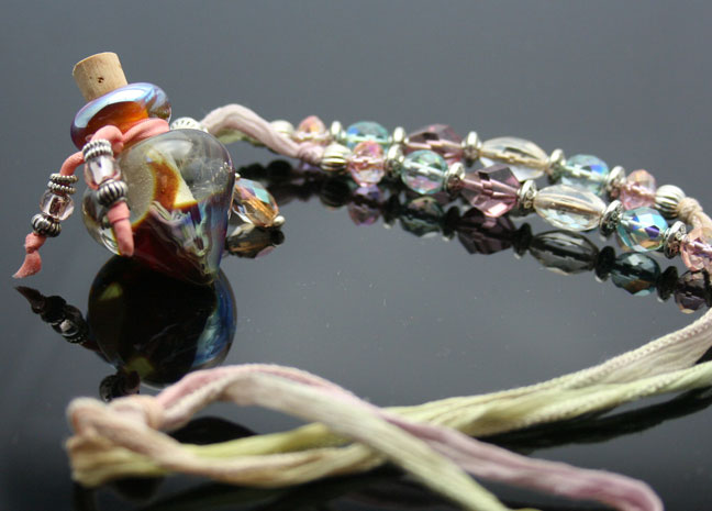 Close up of this elegant aromatherapy necklace